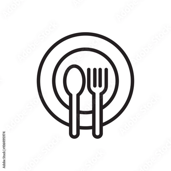 Obraz Spoon and fork icon Simple thin outline