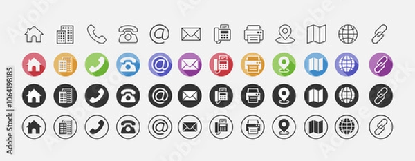 Obraz Contact icon set for Website and Business card.