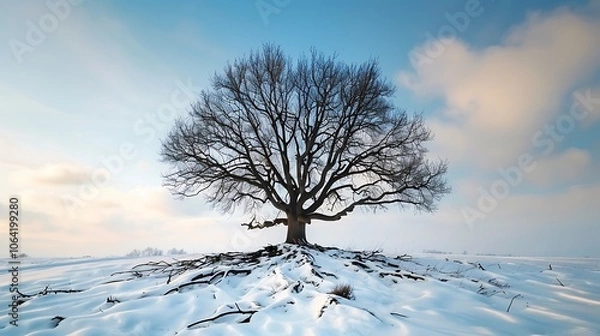 Obraz A tree with spring branches and winter roots