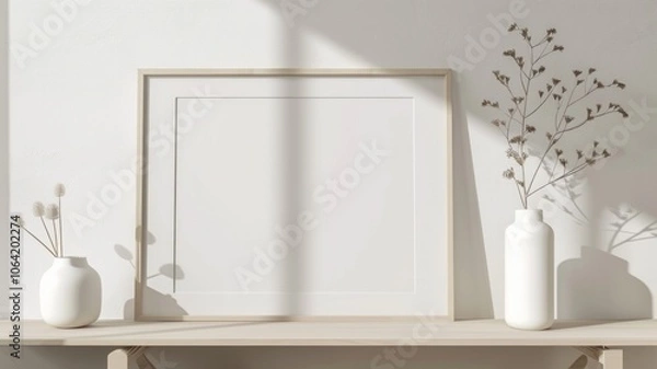 Fototapeta aspect ration photo frame mockup with a white background. AI Generative