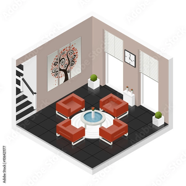 Obraz Hall room isometric icon set