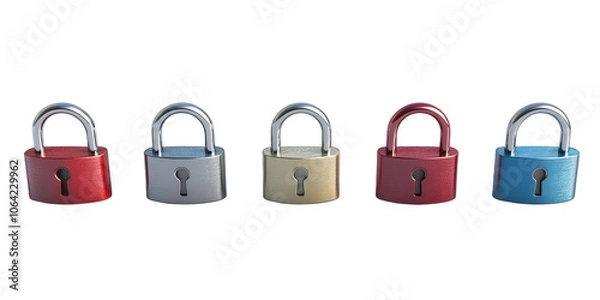 Fototapeta Colorful Padlocks Security Concept Isolated on Black  on transparent background