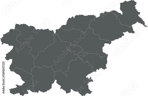 Fototapeta Vector blank map of Slovenia with statistical regions or territories and administrative divisions. Editable and clearly labeled layers.