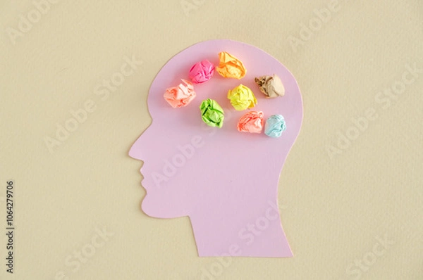 Fototapeta Anxiety stress in brain, overload in mind. Depression, adhd, ocd