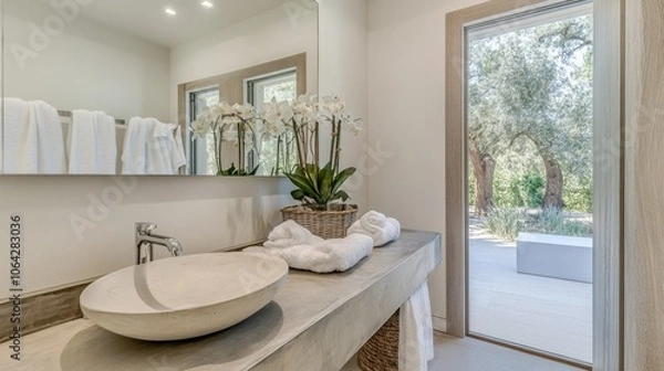 Fototapeta Elegant Bathroom with Modern Design and Natural Light