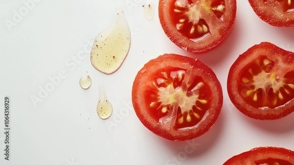 Fototapeta Fresh Tomato Slices on White Background