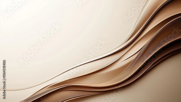 Fototapeta Elegant abstract background with flowing curved waveforms in soft beige tones