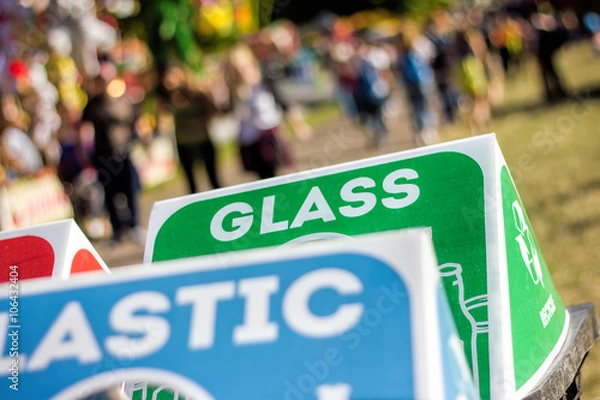 Fototapeta Recykling pojemników na publicznym festiwalu