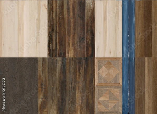 Fototapeta Creative patchwork wood wooden pattern mixed for ceramic wallpaper design