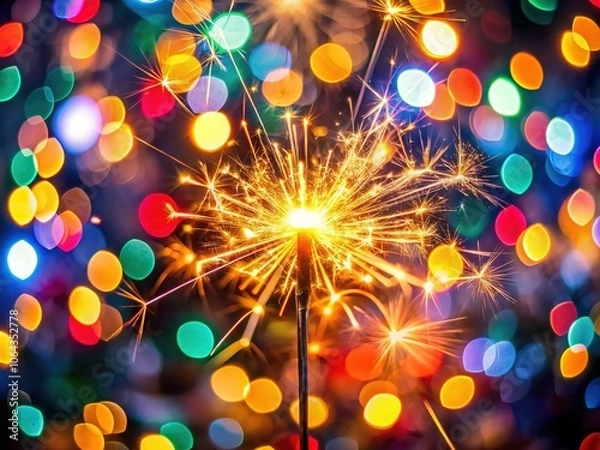 Fototapeta Fireworks Sparkle Macro, New Year's Bokeh