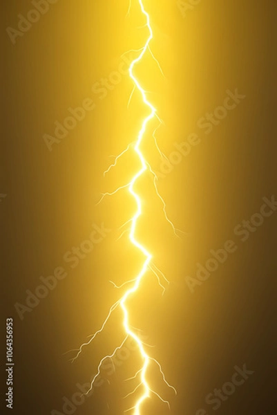 Fototapeta lightning bolt. Lightning flash bolt or thunderbolt. Yellow lightning or magic power blast storm. Thunder and lightning isolated on yellow background