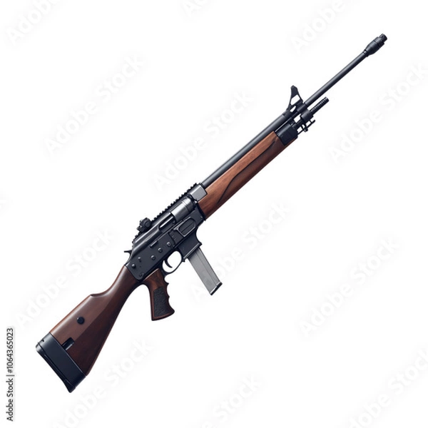 Fototapeta Detailed illustration of a modern rifle with wooden stock design