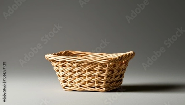 Fototapeta Woven basket on a simple background, perfect for storage or decoration purposes.