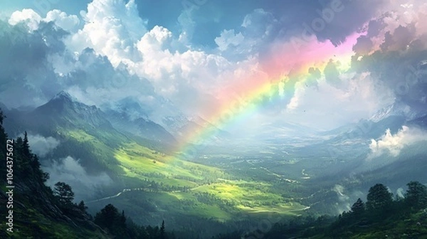 Fototapeta Rainbow Over Mountains