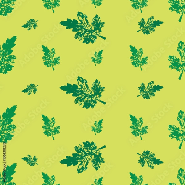 Fototapeta Aesthetic leaf imprints on paper, creating a beautiful seamless design. Elegant wallpaper.