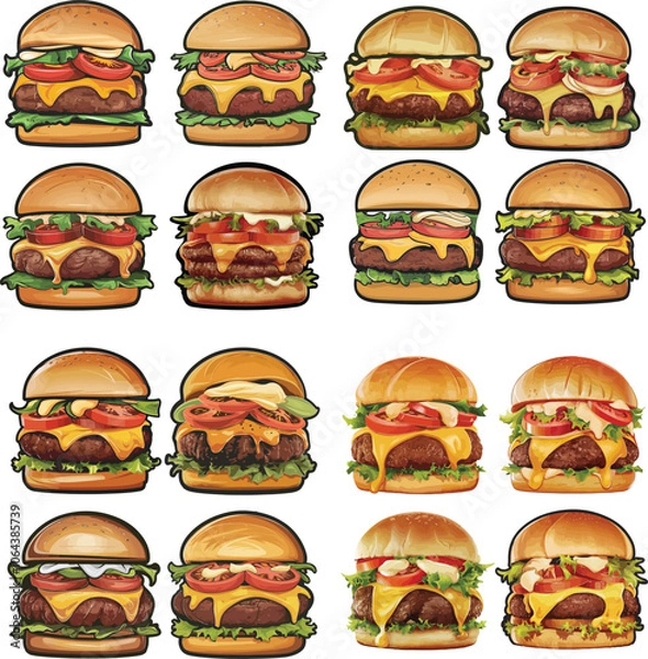 Fototapeta Tasty And Delicious Hamburger Vector Design with White Background 