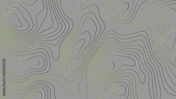 Obraz Geographic contour map paper texture. Terrain path isolated on a background. The gray on contours topography, stylized height of the lines. 