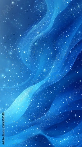 Fototapeta Abstract blue wave design with sparkling stars
