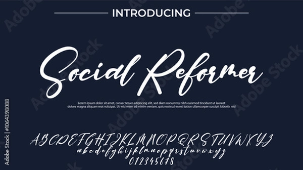 Fototapeta Social Reformer Font Stylish brush painted an uppercase vector letters, alphabet, typeface