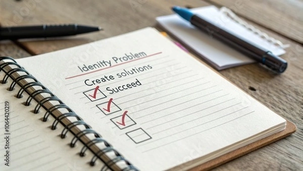 Fototapeta Close-Up of a Notebook with a Checklist for Success