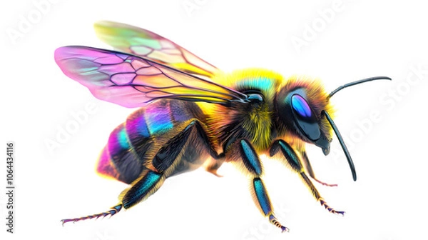 Fototapeta Isolated colorful bee on transparent background