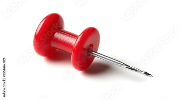 Fototapeta A pushpin stationery on a white background presents a neat and useful item. A simple yet practical object that can be used for various purposes.