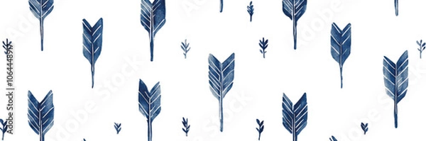 Fototapeta Seamless Pattern with Blue Arrow Symbols on White Background
