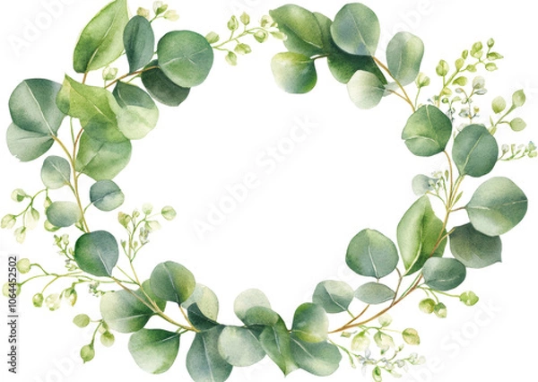 Obraz Eucalyptus Leaf Wreath in Green Shades with Natural Look
