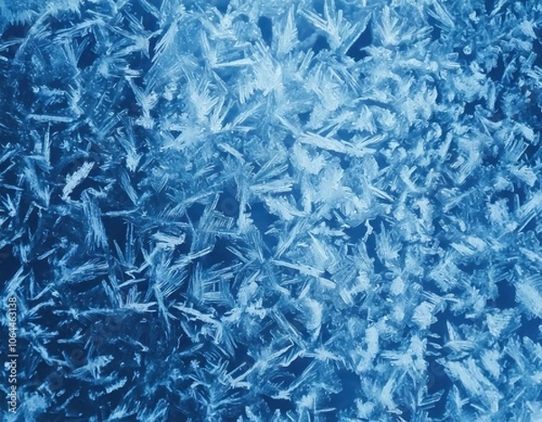 Obraz frosty ice texture on window, freezing cold ice macro closeup background