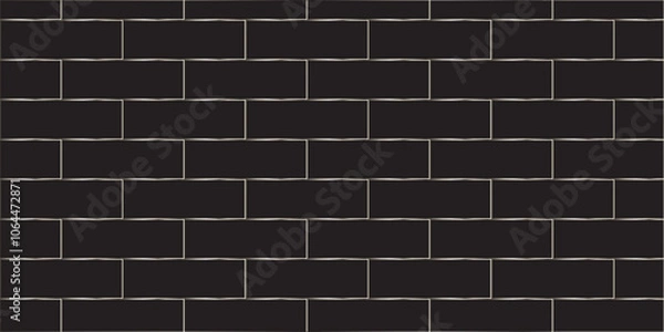 Fototapeta Abstract bathroom wall and floor brick wall texture background. black brick vector illustration texture of the wall with masonry Bricks laid in rows background.