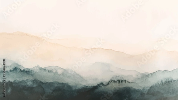 Fototapeta Abstract horizontal watercolor background. Hand drawn vector texture. Brush stroked painting pastel color watercolour