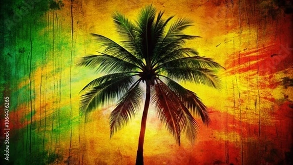 Obraz Abstract reggae art, coconut figure, stylized portrait.