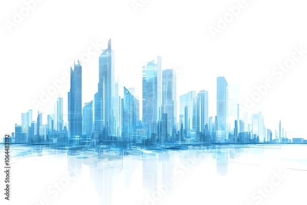 Obraz city, panorama, 3d illustration.