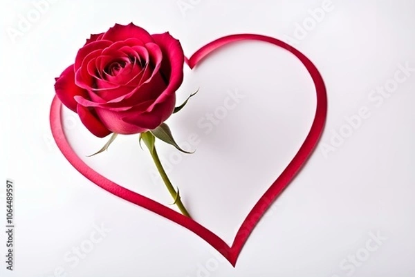 Fototapeta red rose with heart