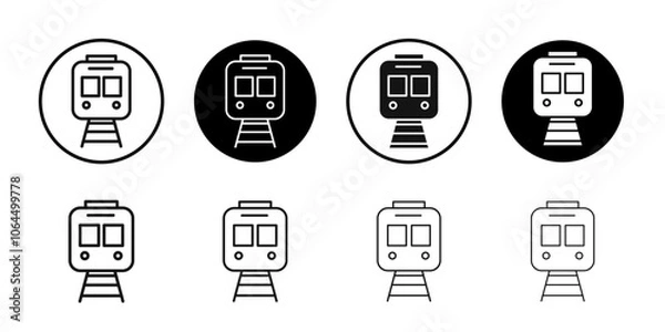 Fototapeta Train icon flat line symbol set.