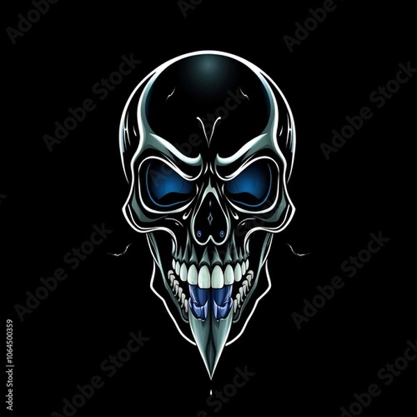 Fototapeta Naughty Beauty: Playful Cartoon Skull with Tongue Out – Modern AI-Generated Art Showcasing a Humorous and Cheeky Expression
