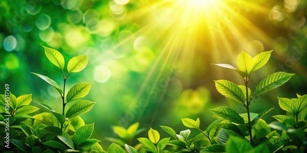 Fototapeta Bright Sunlight Through Green Leaves with Bokeh Effect for Nature Photography