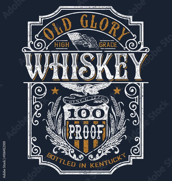 Obraz Koszulka Vintage Americana Whiskey Label Graphic