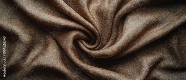 Obraz A close-up of textured brown fabric, showcasing its soft, swirling folds.