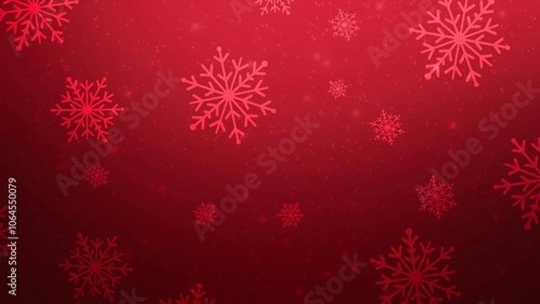 Fototapeta Abstract snowflake with bokeh backgrounds on red backgrounds in Christmas Holiday , illustration Wallpaper