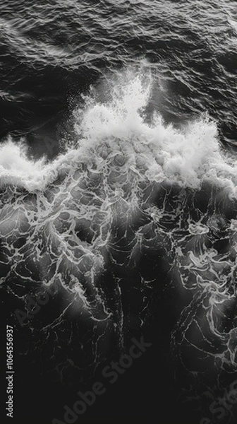 Obraz Raw Power: Aerial Capture of Dark Ocean Waves and White Foam in Dramatic Contrast