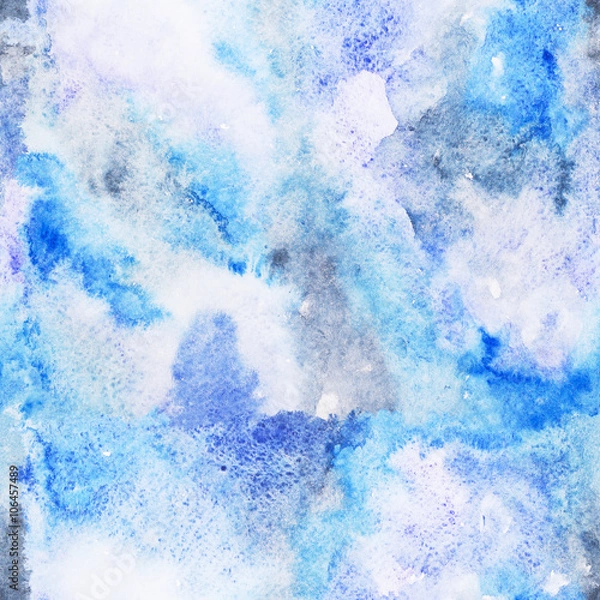 Fototapeta Bright Seamless Watercolor Abstract Pattern. Mix of Blue Color splashes