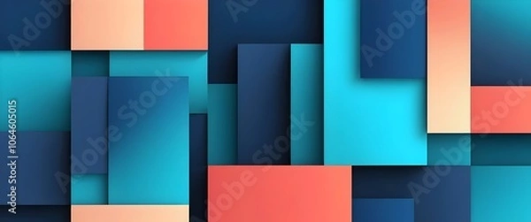Fototapeta Abstract Geometric Background: Colorful Squares, Layered