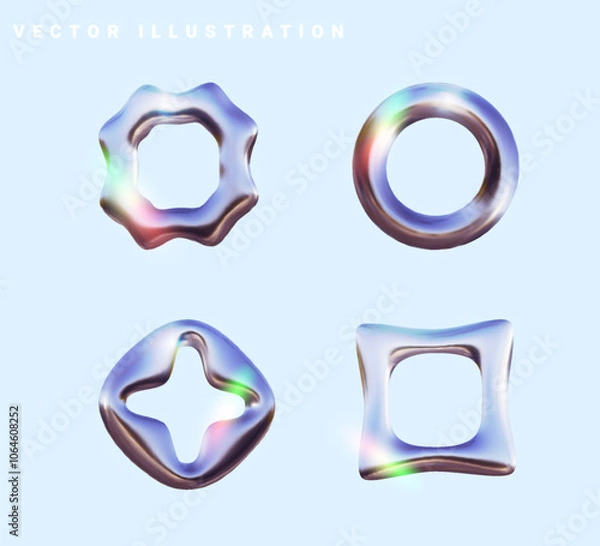 Fototapeta Set of chrome elements. Element for posters, banners, flyers.