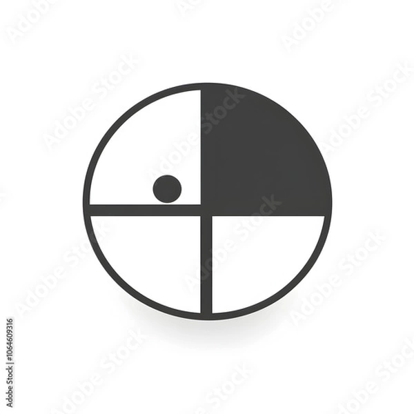 Fototapeta Minimalist Circular Icon in Black and White Abstract Design