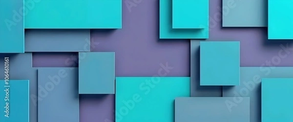 Fototapeta Abstract Geometric Background: Blue Squares, Layered