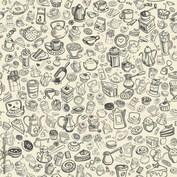 Obraz hand drawn coffee pattern