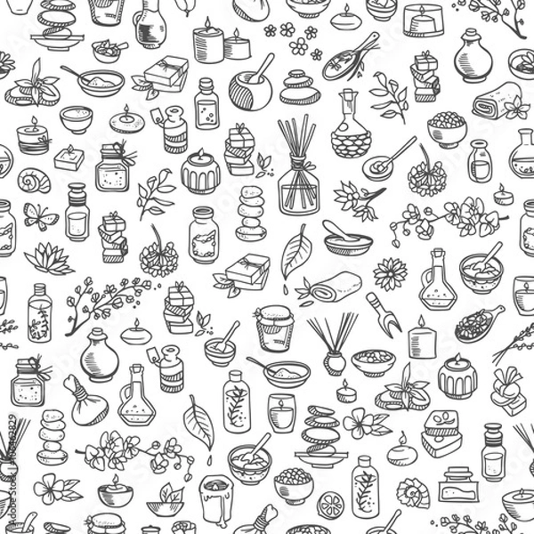 Obraz doodle spa elements, seamless background