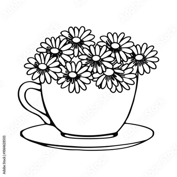 Obraz flower book cup silhouette black vector