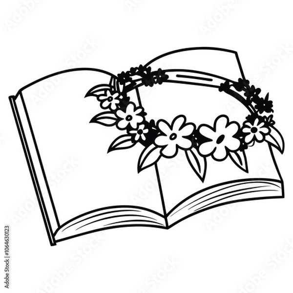 Obraz flower book cup silhouette black vector